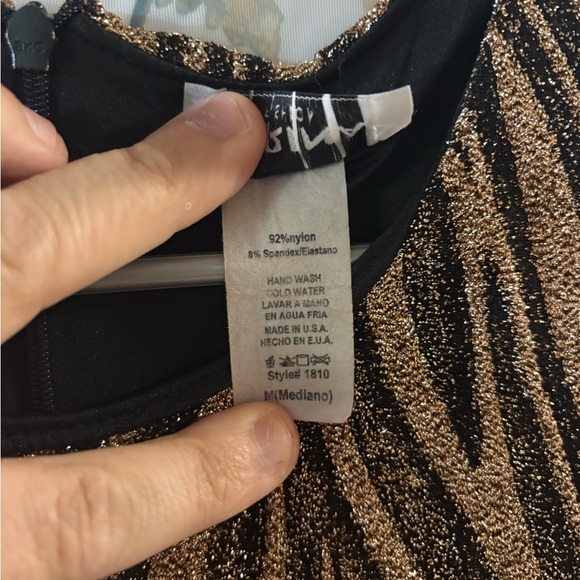 Vintage Black and Gold Zebra Pattern Midi Dress - Picture 5 of 8